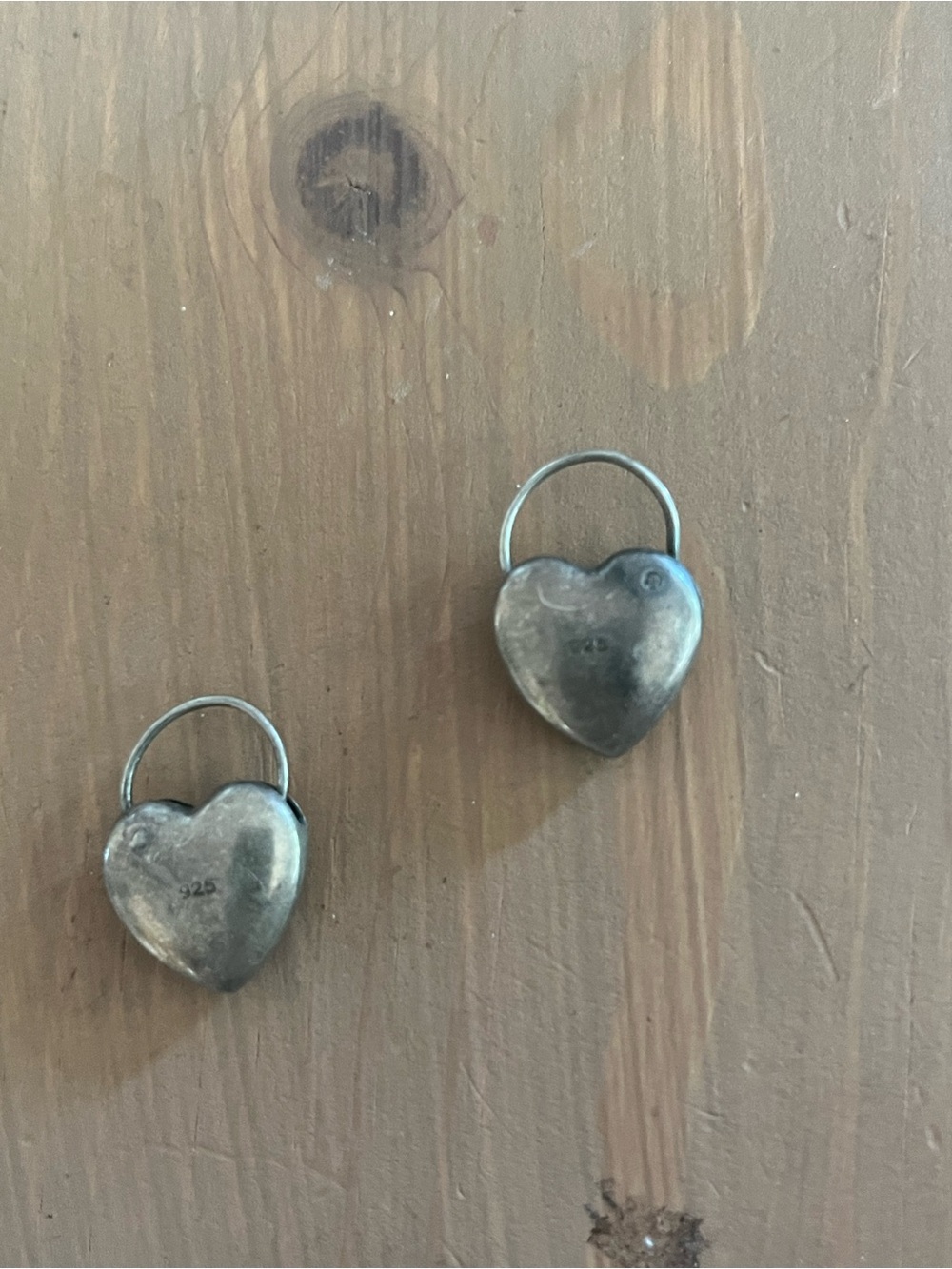 Sterling silver heart locks ♥️vintage from 1990s 925 good quality tarnished